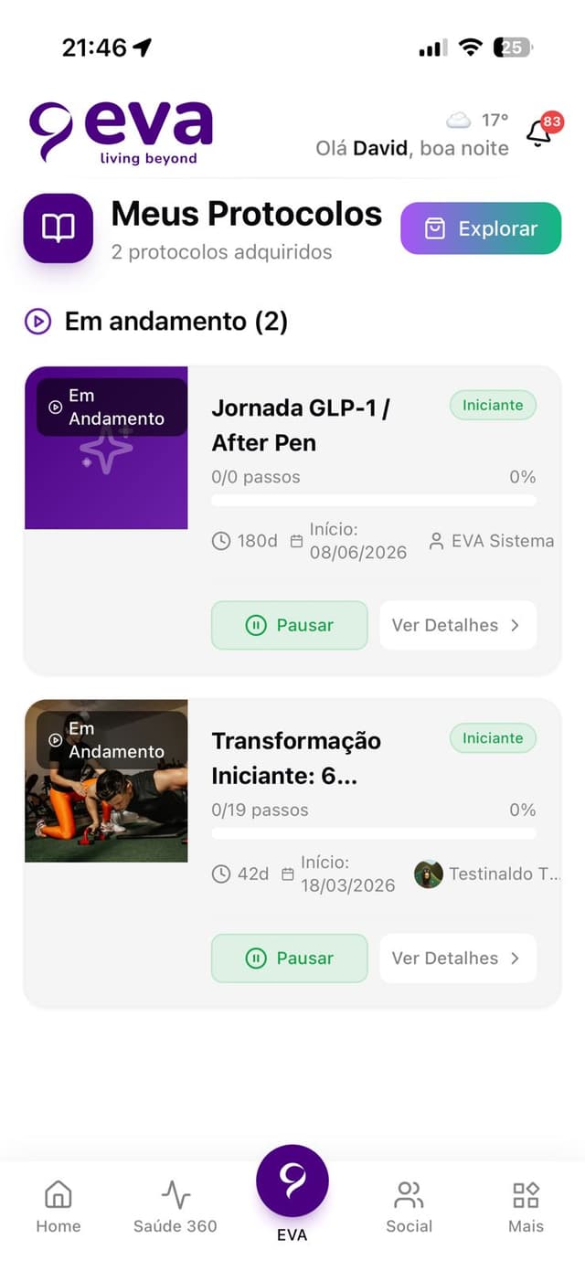 Protocolos guiados da EVA